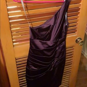 David’s Bridal one shoulder stretch satin dress
